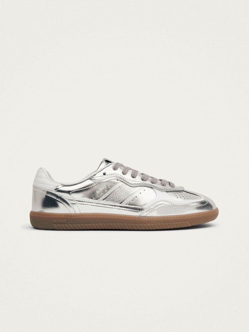 ALOHAS Tb.490 Shimmer Silver Cream Leather Sneakers Size 9 Brand New